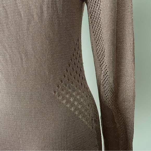 Pretty Little Thing Metallic Knitted Rose Gold Cut Out Maxi Long Dress Pink - Picture 3 of 12